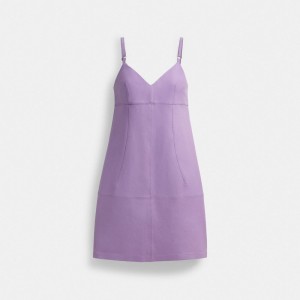 Purple Women Coach Short Leather Dress | NZ_CH10822