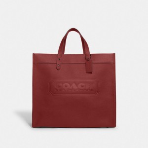 Red Women Coach Field 40 With Badge Tote Bag | NZ_CH87832
