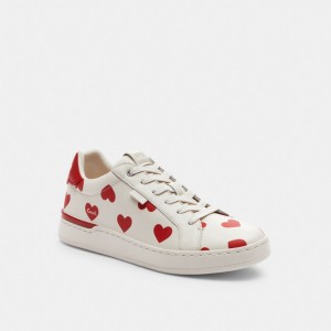Red Women Coach Lowline Low Top With Valentine's Print Chalk Sneakers | NZ_CH64168