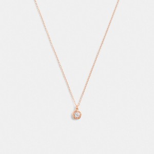 Rose Gold Women Coach Halo Tea Pendant Necklace | NZ_CH13027
