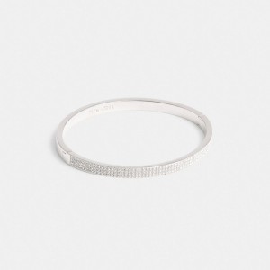 Silver Women Coach Pavé Hinged Bangle Bangles | NZ_CH96041