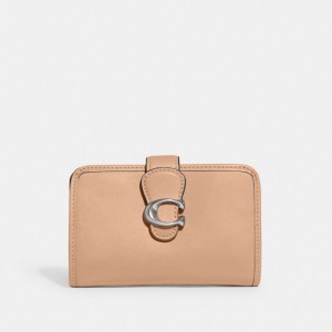 Silver Women Coach Tabby Medium Smooth Leather Large Wallets | NZ_CH73625