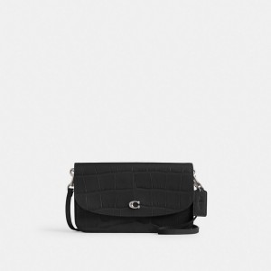 Silver / Black Women Coach Hayden Croc Embossed Leather Crossbody Bags | NZ_CH18602