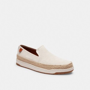 White Men Coach Miles In Signature Jacquard Chalk Espadrille | NZ_CH44070