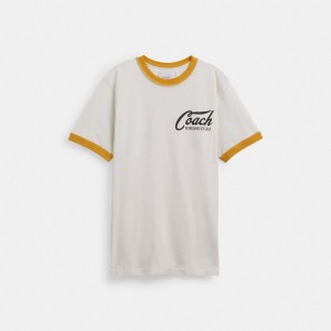 White Men Coach Ringer T Shirts | NZ_CH14210
