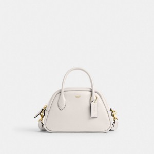 White Women Coach Borough Bowling Brass Handbag | NZ_CH83282