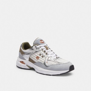 White / Grey Women Coach C301 Optic Sneakers | NZ_CH47275