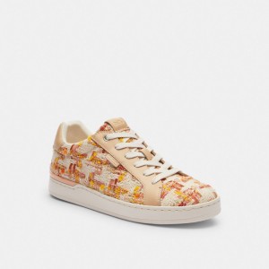 White / Pink Women Coach Lowline Low Top Neutral Sneakers | NZ_CH66400