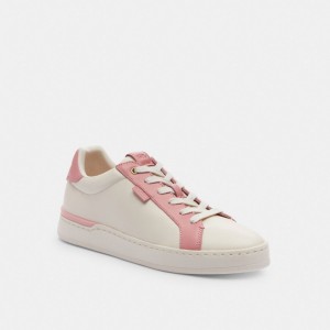 White / Pink Women Coach Lowline Low Top Bubblegum Sneakers | NZ_CH82764
